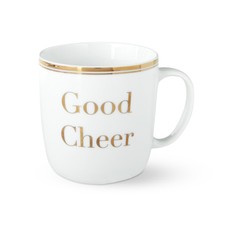 Williams Sonoma Open Kitchen Gold Bistro Good Cheer Mugs, Set of 4