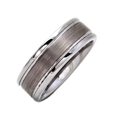 8mm Brushed Center Tungsten Carbide Wedding Ring Comfort Fit