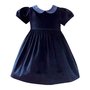 Rich Navy Velvet Dress w/Silk Collardress, party dress 
