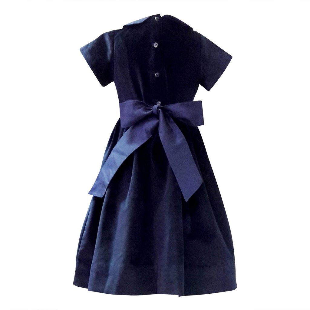 Navy Velvet Dress w/Silk Co...