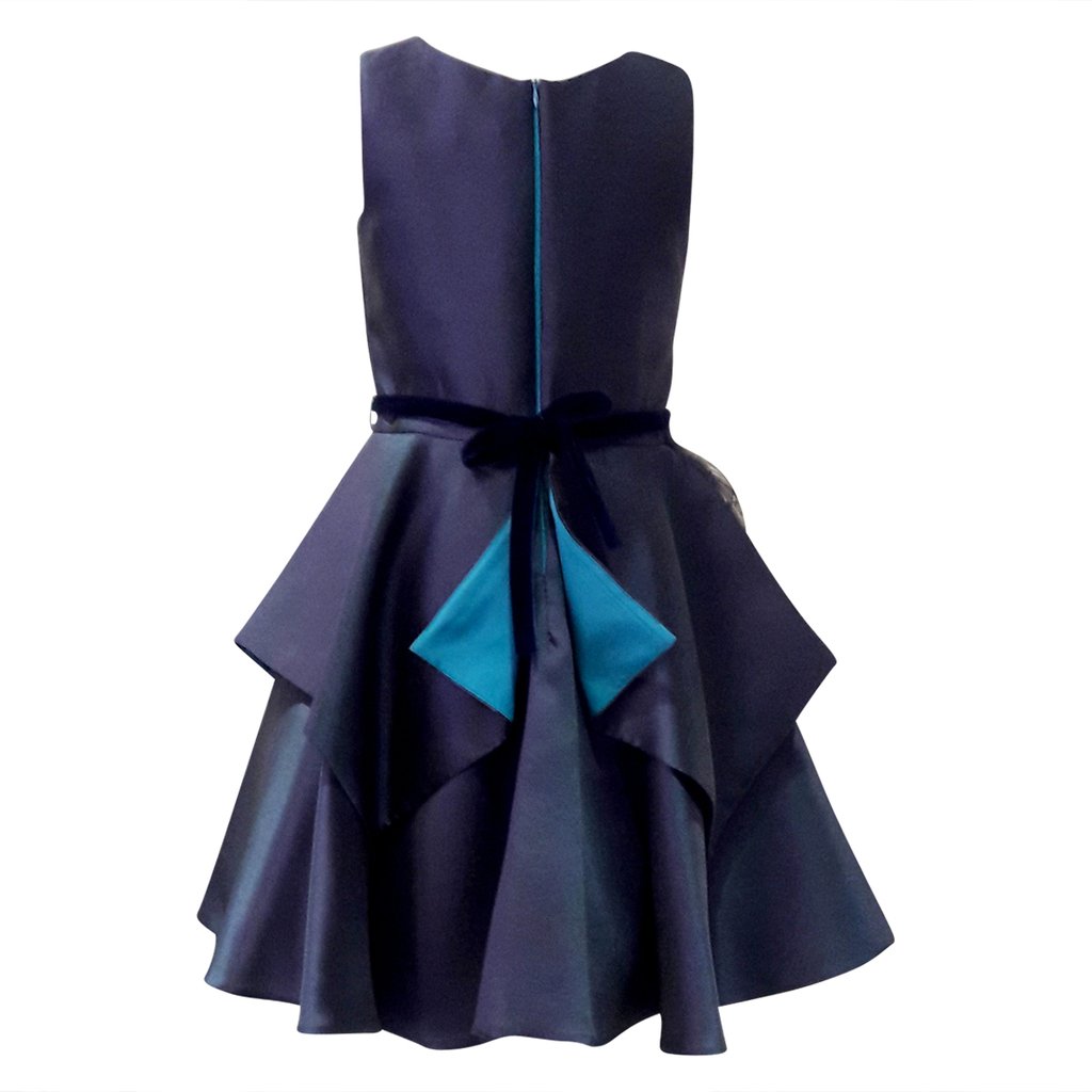 Navy Dress with Peplum & Fe...