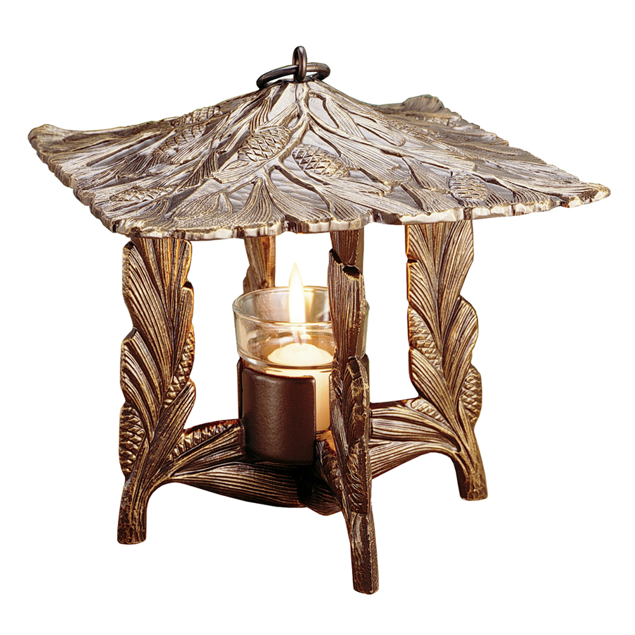 Whitehall 9.5-in x 9.5-in French Bronze Metal Tea Light Outdoor Decorative Lantern