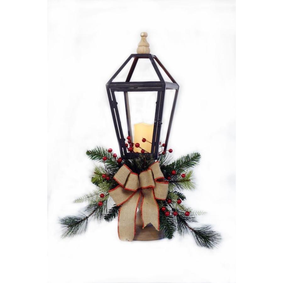 Holiday 7.5-in x 26.5-in Bronze Metal LED Light Outdoor Decorative Lantern