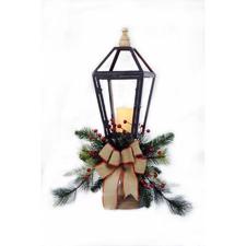 Holiday 7.5-in x 26.5-in Bronze Metal LED Light Outdoor Decorative Lantern