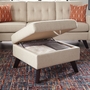 Scott Living Midcentury Espresso/Linen Storage Ottoman