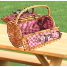 Vintiquewise 16 in. x 8.5 in. x 14 in. Wicker Picnic Basket with Accessories - Servings for 4
