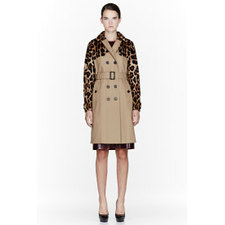 BURBERRY PRORSUM Tan Mink & Leather Trench coat