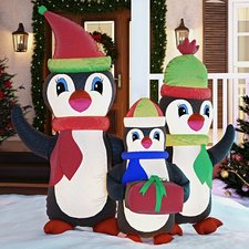Christmas Inflatable Penguins Family with Gift
