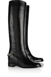 Christian Louboutin Cate chain-trimmed leather riding boots