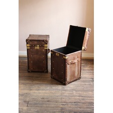 Pair of Bespoke Leather Trunks / Sofa Tables