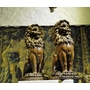 A HANDSOME PAIR OF EARLY 17TH CENTURY ENGLISH OAK LION NEWEL POST FINIALS. CIRCA 1640.