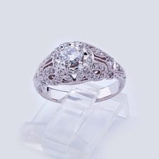 Estate Edwardian Filigree Diamond Engagement Ring - Romantic Jewelers