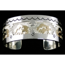 Dina Huntinghorse Solid 14K Gold Over Sterling Silver Buffalo Bracelet