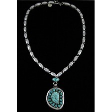 Julian Lovato Rare Gem Grade Nevada Blue Spiderweb Turquoise Necklace
