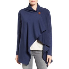 Bobeau One-Button Fleece Wrap Cardigan (Regular & Petite)