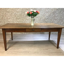Lovely wide antique cherry table with slide
