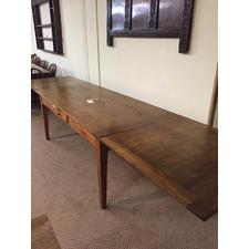 Antique double drawer leaf table in chestnut and cherry