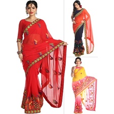 Buy Kutch Stone & Mirror Work Saree By Ethnic Basket (Pick Any 1)
