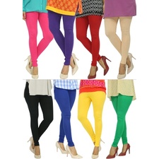 Buy Peachy Pack Of 8 Cotton Leggings