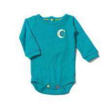 Peacock Blue Pointelle Baby Body - Organic Fairtrade Cotton
