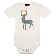 Organic Applique One Piece - Blue Stripe Buck