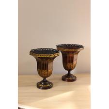 Pair of 1960s Italian Japanned Tole Urns