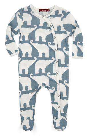 Organic Footed Romper - Blu...