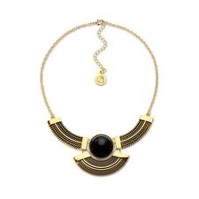 Cheap Gold and Black Bib Choker Statement Necklace | 7 Charming Sisters
