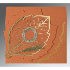 Red Handmade Cotton Floral Themed - Foil Stamped Wedding Invitations : CD-8219M - IndianWeddingCards