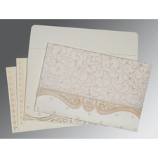 Ivory Wooly Embossed Wedding Invitations : CD-8221G - IndianWeddingCards