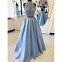 A-line Halter Lace Top Satin Two Piece Long Prom Dresses APD2102