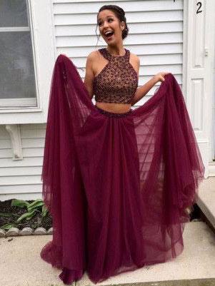 Beaded Top Grape Tulle 2 Pi...