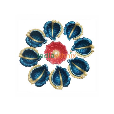 Decorative Diya Set -Blue