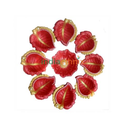 Decorative Diya Set -Red