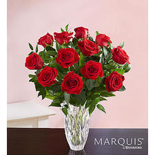 Marquis by Waterford® Premium Long Stem Red Roses 12 Stems in Waterford® Crystal Vase