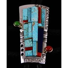 Wes Willie Number Eight Spiderweb Turquoise Inlay Bolo Tie