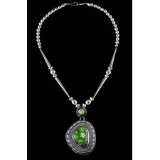 Leonard Nez Rare Gem Grade Carico Lake Spiderweb Turquoise Overlay Necklace