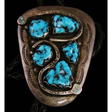 Vintage Effie Calavaza Kingman Turquoise Serpent Bolo Tie