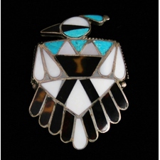 Vintage Zuni Thunderbird Design Inlay Pin