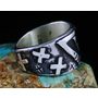 Kee Yazzie Water Petroglyph Design overlay Ring