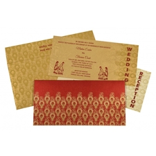 Red Shimmery Peacock Themed - Screen Printed Wedding Invitations : CD-8256C - IndianWeddingCards