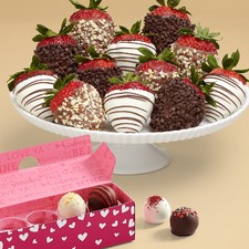 4 Valentine's Cake Truffles & Full Dozen Fancy Strawberries