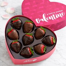 9 Belgian Chocolate Strawberries in a Valentine's Heart Box