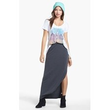 Lily White Heathered Side Slit Maxi Skirt (Juniors)