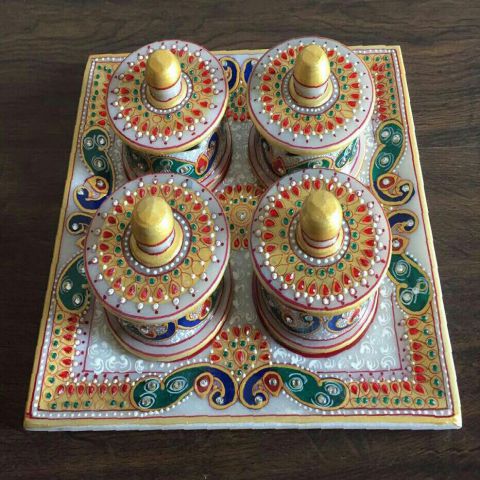 Marble Meenakari Kumkum Box...