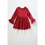 Burgundy Lace Ruffle Dress for girls CXQ-400278