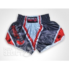 red and grey carbon muay thai shorts
