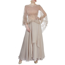 Aza - Beige Embroidered Cape With Skirt