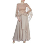 Aza - Beige Embroidered Cape With Skirt