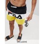 Fila | Fila Black Line Swim Shorts With Panel Logo In Black